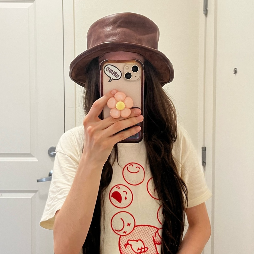 Brown Leather Bucket Hat